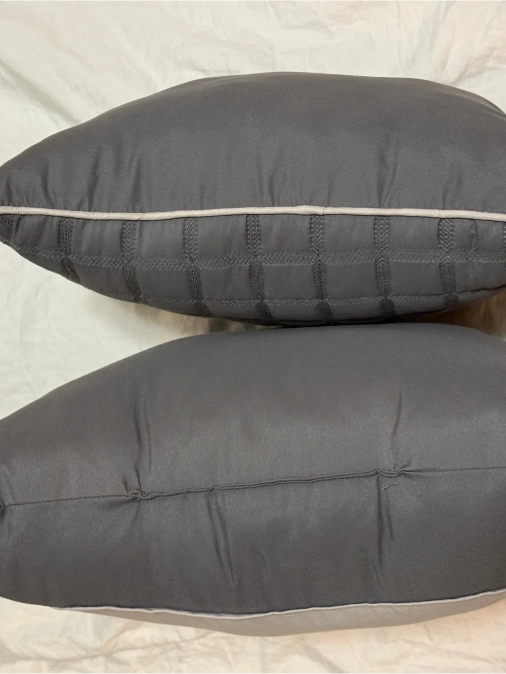Grey Throw Pillows - Set of 2. Sizes: 16x16 & 19x19